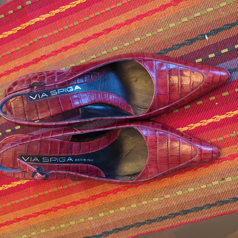 Via Spiga Red Leather Slingbacks. Size 7 1/2.